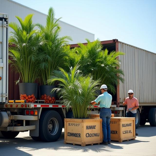 Carregamento de plantas ornamentais para exportação